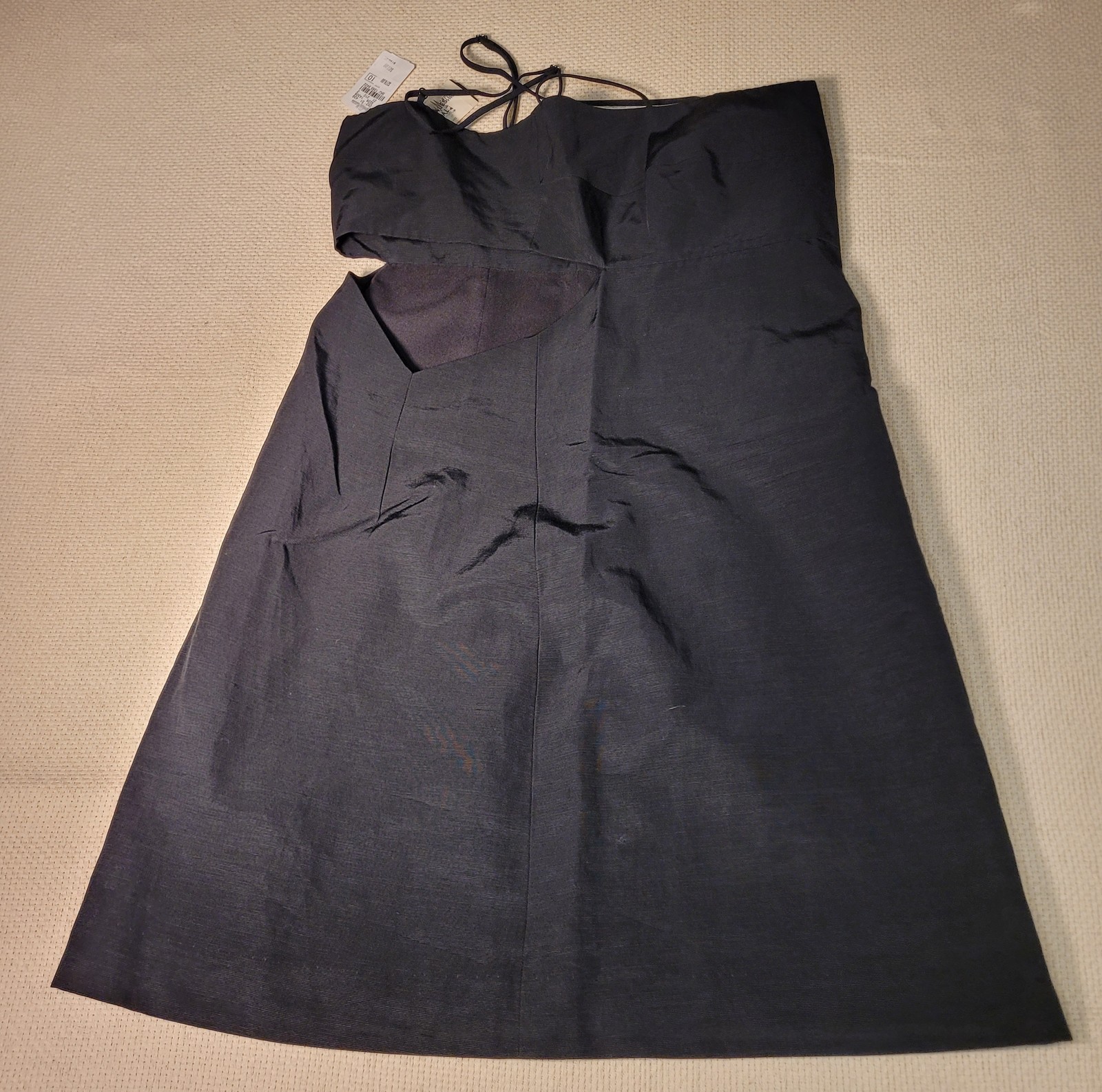 Tamara Mellon Black Linen Cut Out Midi Dress Womens 10 Strap A-Line Msrp$795 Nwt — image 6 of 8